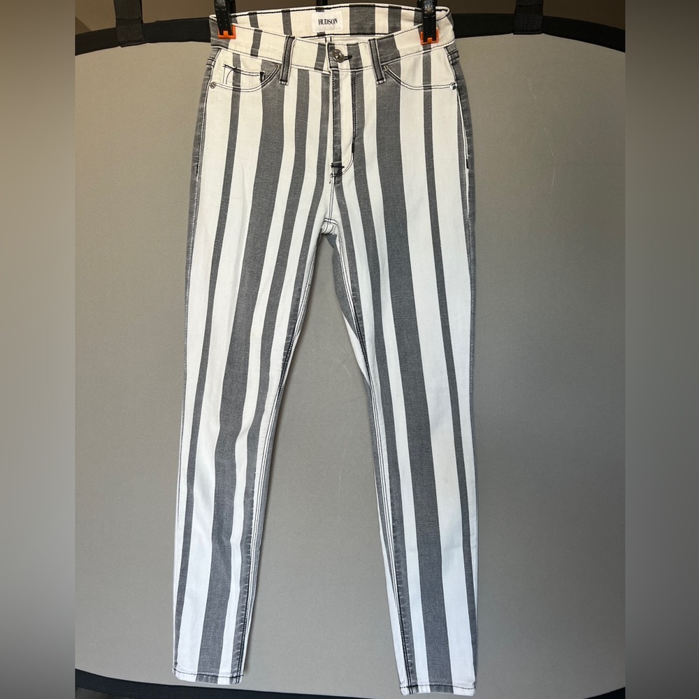 Hudson Mid Rise Striped Jeans